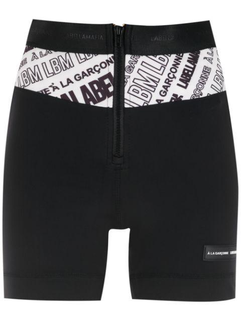 x Labellamafia logo print zip-up shorts by A LA GARCONNE