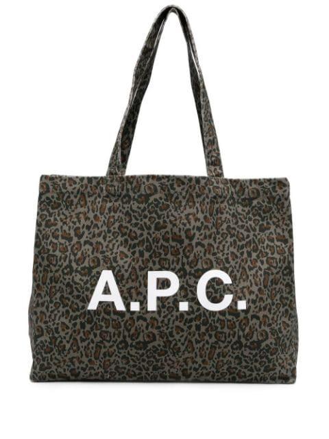 logo leopard-print large shoulder bag by A.P.C.