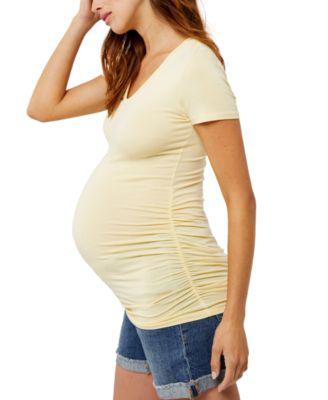 Luxe Side Ruched V-Scoop Maternity T Shirt by A PEA IN THE POD