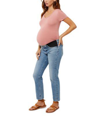 Luxe Side Ruched V-Scoop Maternity T Shirt by A PEA IN THE POD