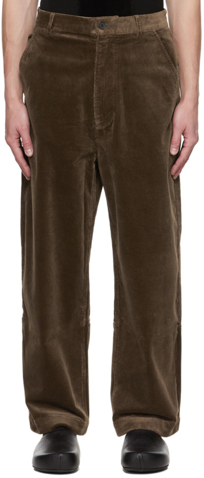 Brown Paneled Trousers by A PERSONAL NOTE 73
