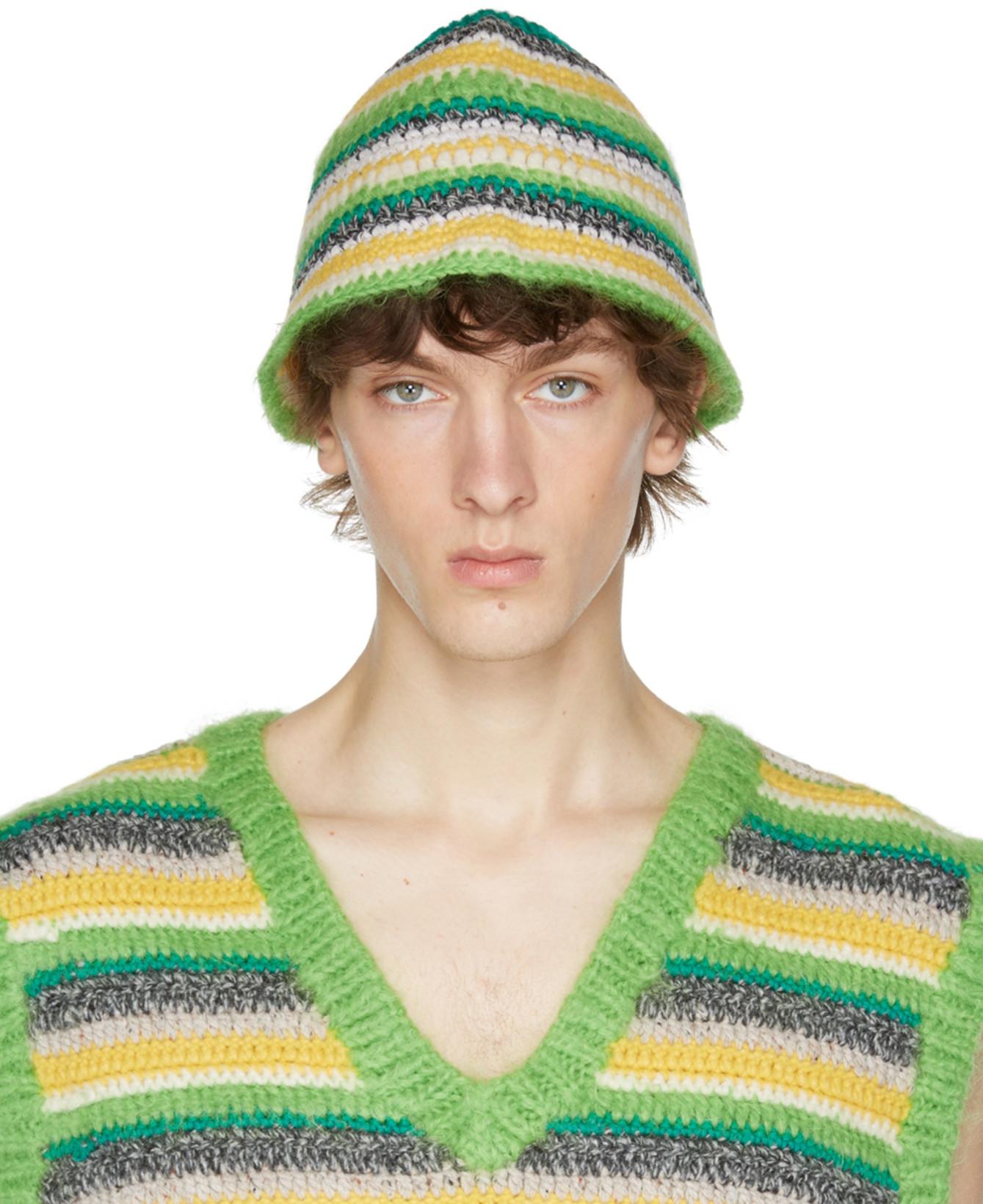 Green Striped Beanie by A PERSONAL NOTE 73