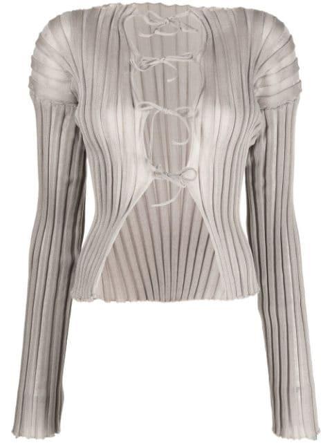 ribbed front lace-up fastening jumper by A. ROEGE HOVE