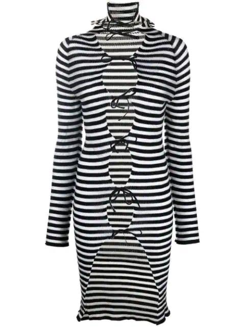 striped front-tie mini dress by A. ROEGE HOVE