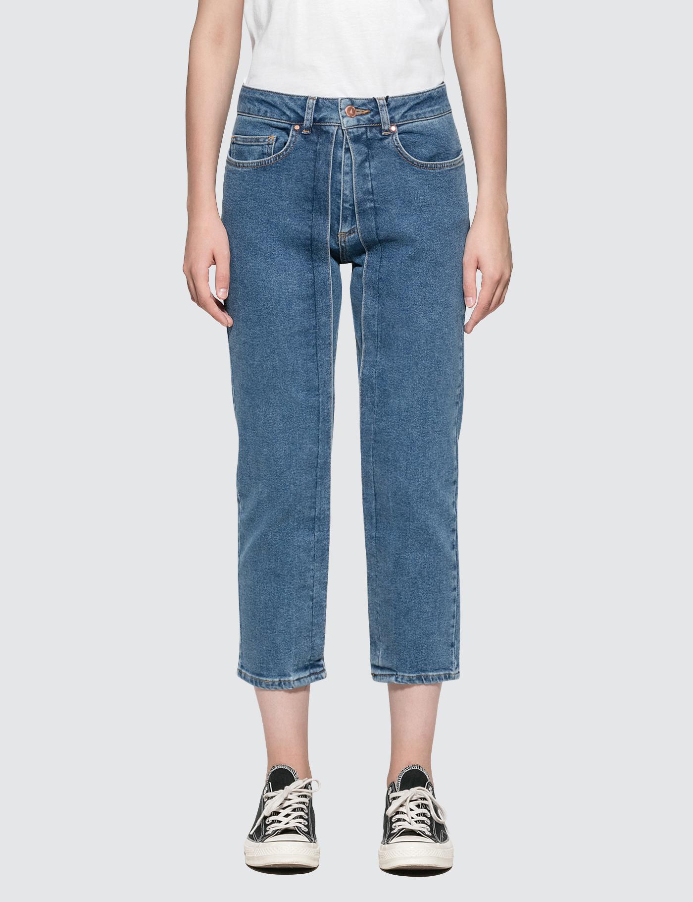 Cropped Straight Fit Jeans With Pleats by AALTO