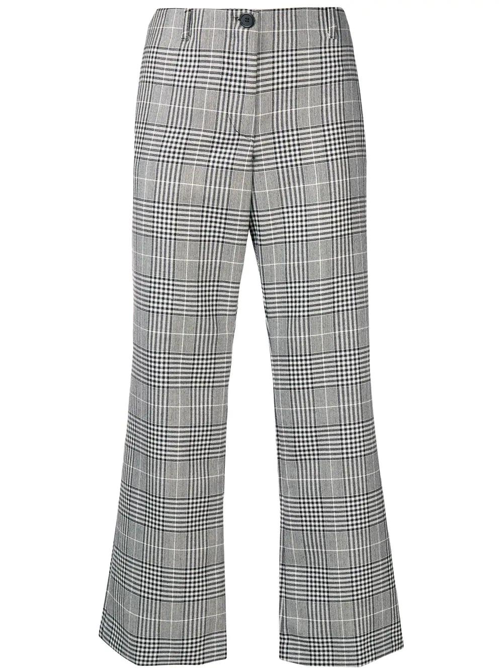 cropped checked flared trousers by AALTO