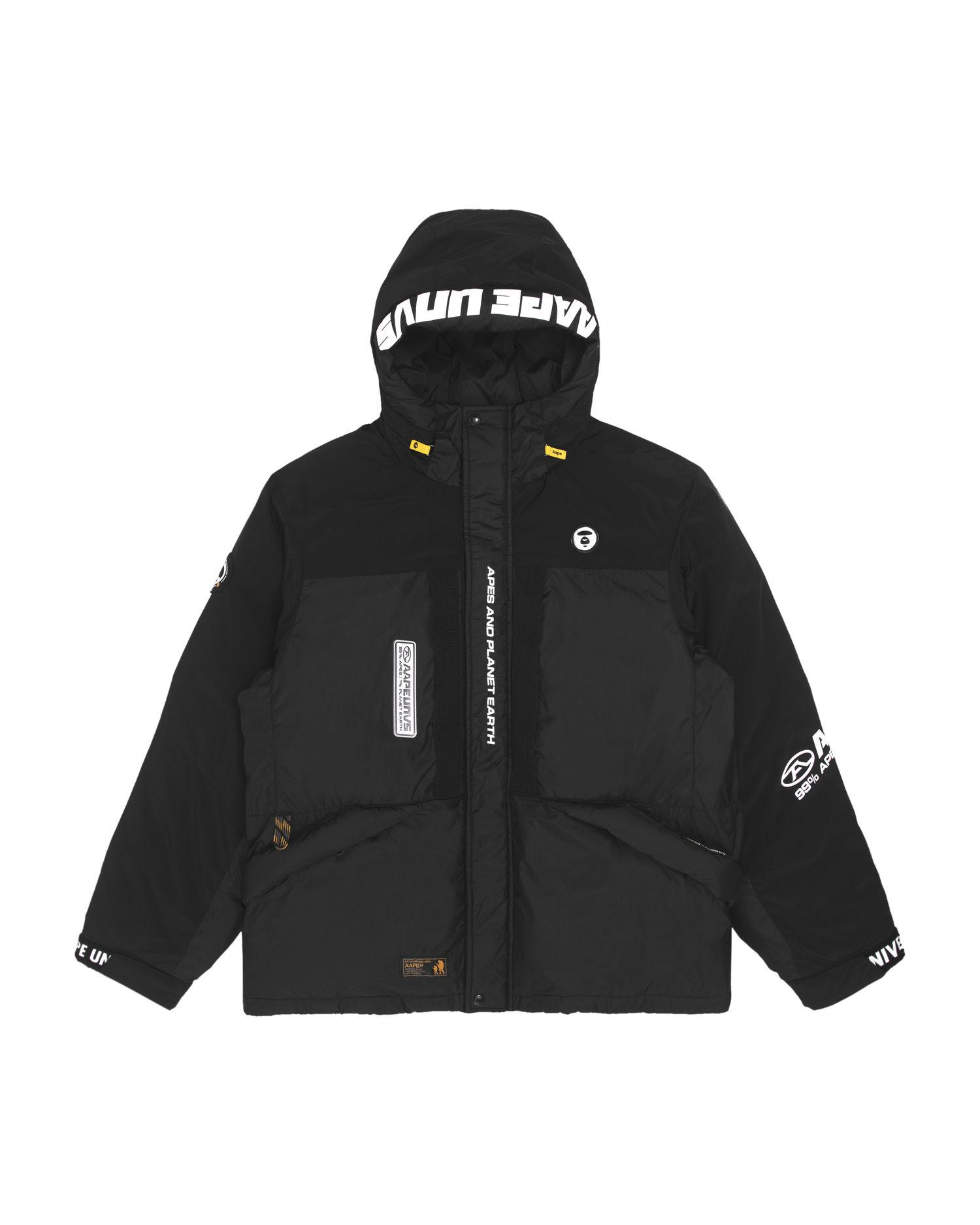 Moonface panelled hoodied down jacket by AAPE