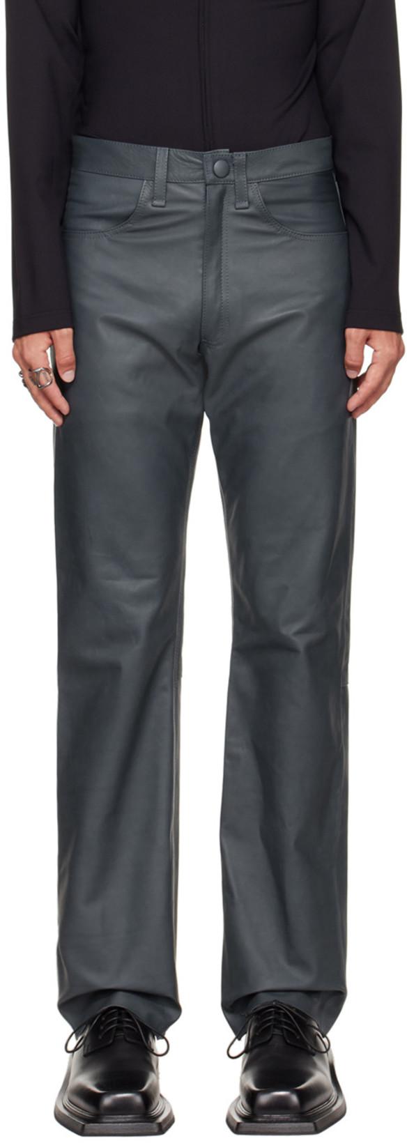 SSENSE Exclusive Gray Loose Leather Pants by AARON ESH