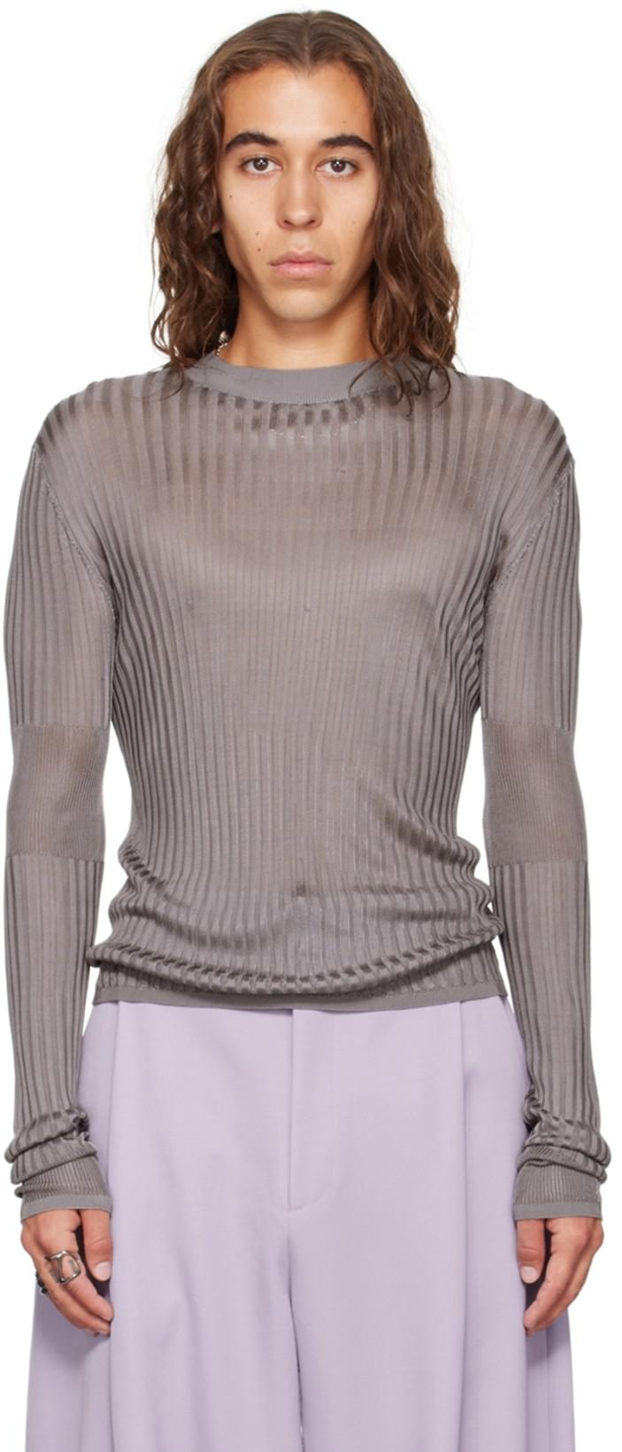 SSENSE Exclusive Gray Semi-Sheer Long Sleeve T-shirt by AARON ESH