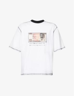 Money graphic-appliqué stretch-cotton T-shirt by ABIGAIL AJOBI