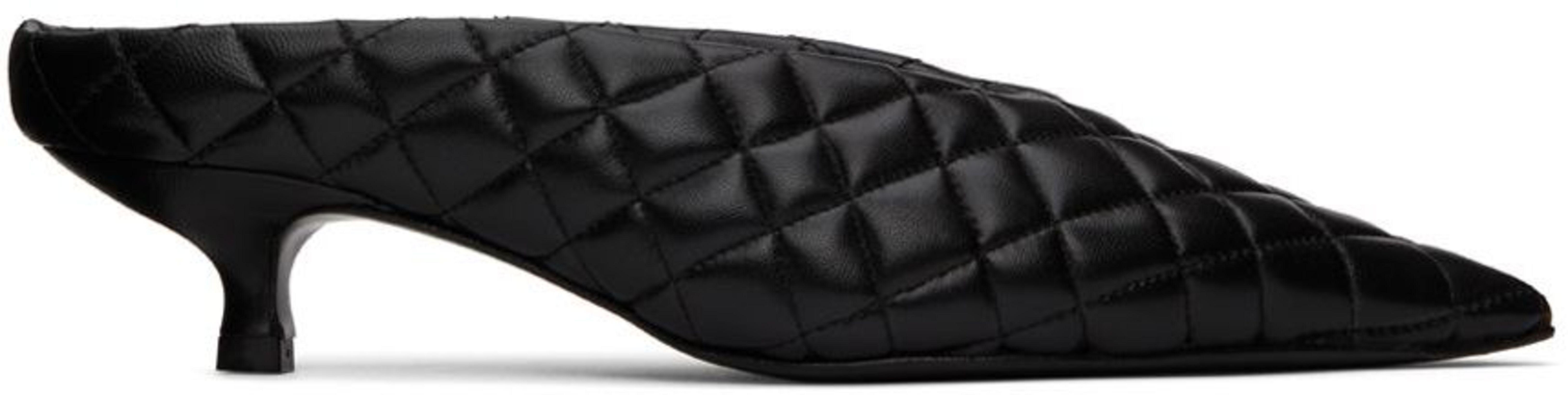 Black Quilted Mules by ABRA