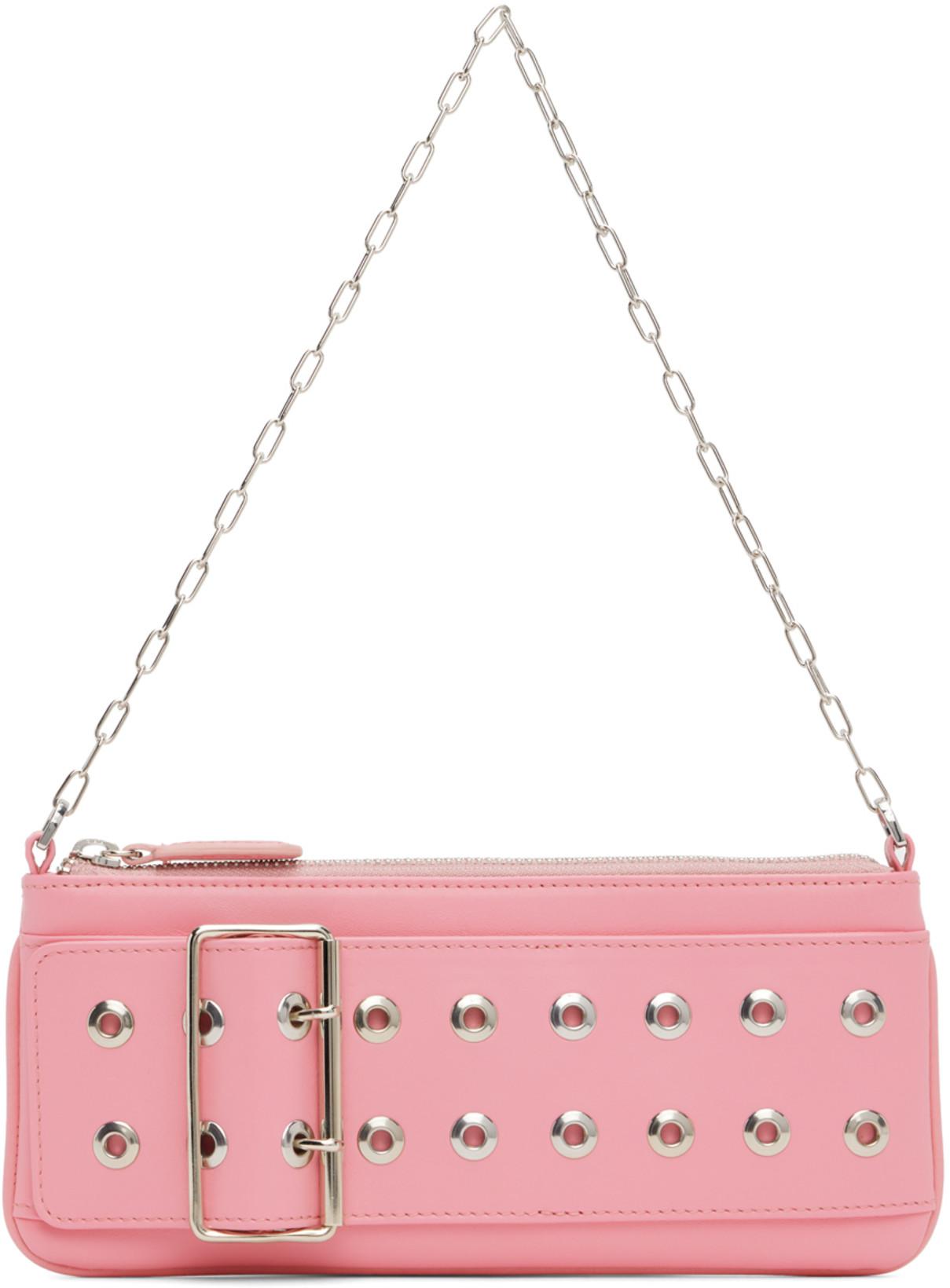 Pink Flat Belt Shoulder Bag by ABRA