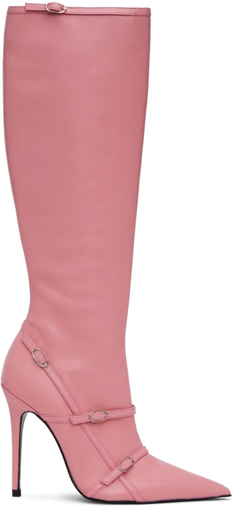 Pink High Belt Boots by ABRA