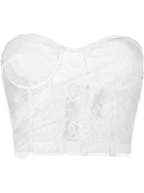 floral-lace detail bustier top by AC9