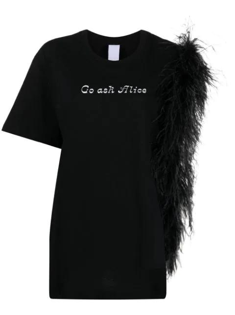 slogan-print feather-embellished T-shirt by AC9