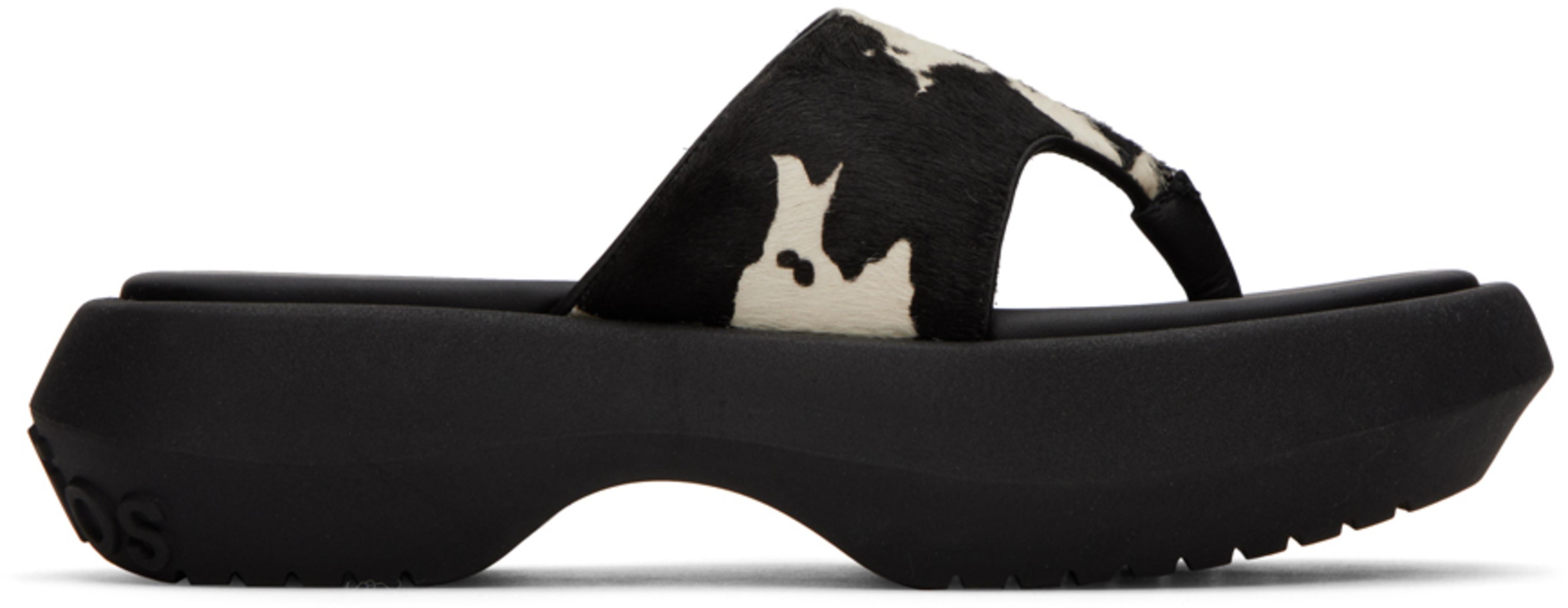 Black & White Printed Leather Sandals by ACNE STUDIOS