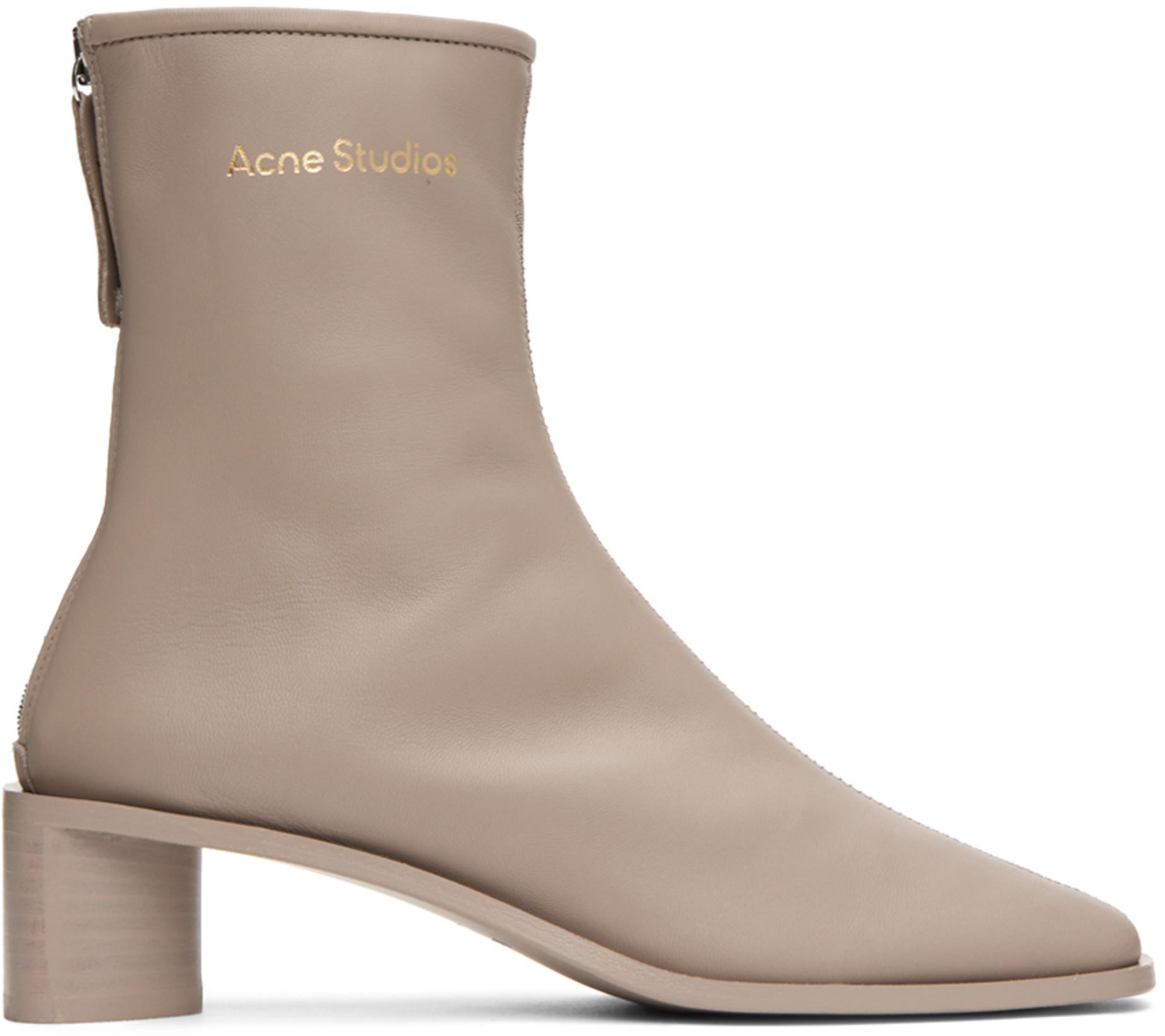 Taupe Branded Ankle Boots by ACNE STUDIOS
