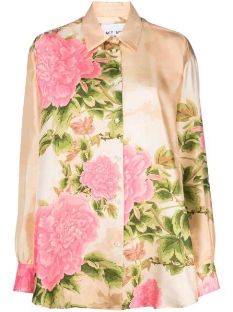 floral-print silk shirt by ACT N1
