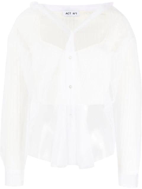 layered-design sheer blouse by ACT N1