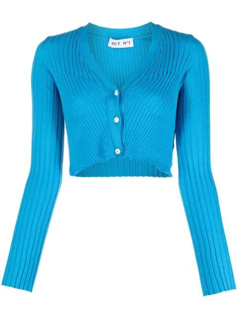 ribbed-knit cropped cardigan by ACT N1
