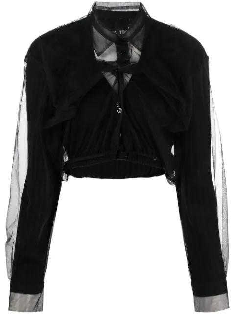 sheer-overlay knit blouse by ACT N1