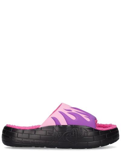 NYU Flames rubber slide sandals by ACUPUNCTURE