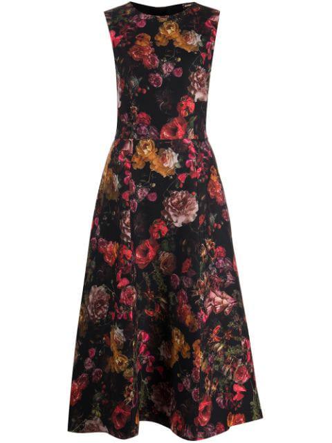 floral-print sleeveless flared dress by ADAM LIPPES
