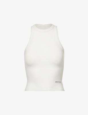 Brand-embroidered ribbed stretch-cotton vest by ADANOLA