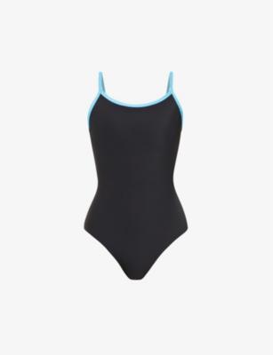 Scoop-neck contrast-trims swimsuit by ADANOLA