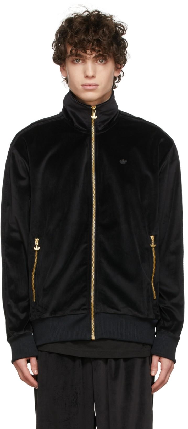 black velour adidas jacket