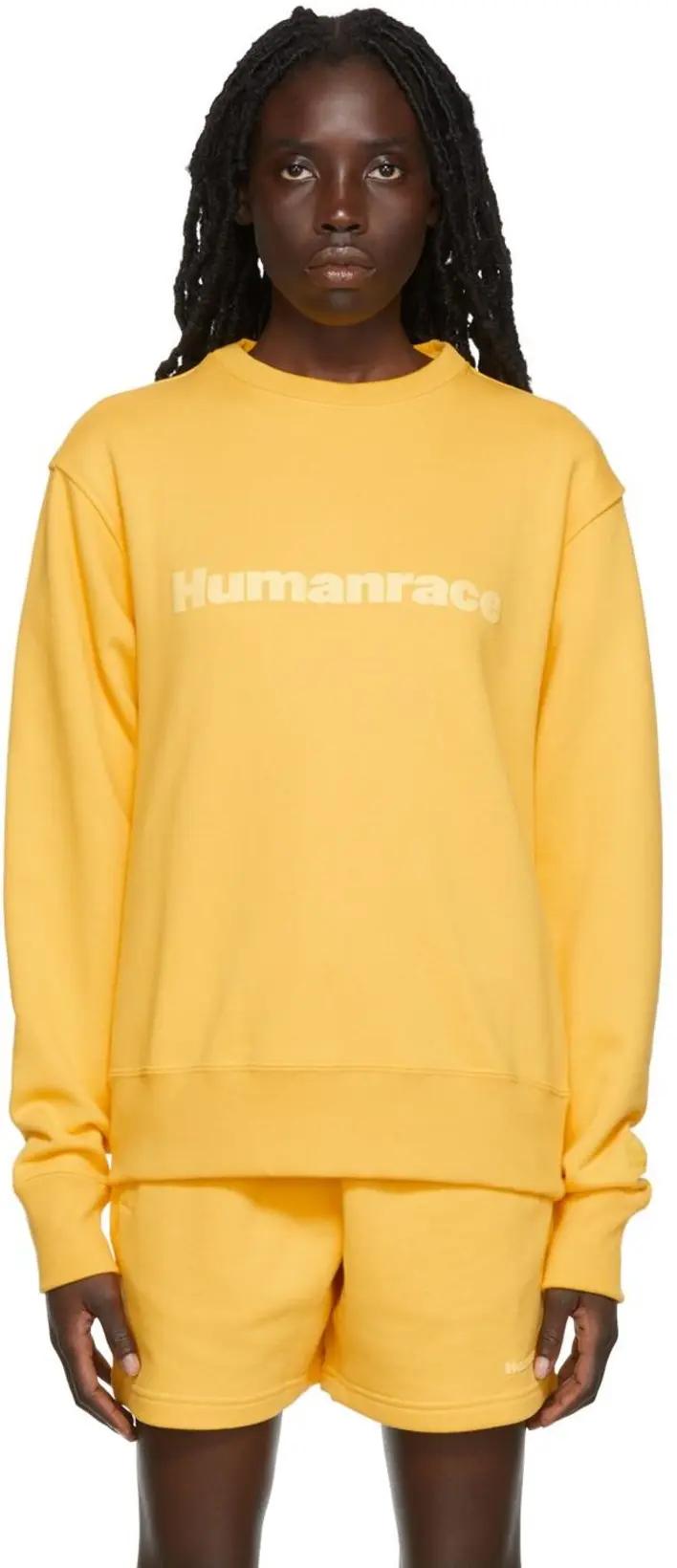 Yellow Humanrace Basics Sweatshirt by ADIDAS X HUMANRACE BY PHARRELL WILLIAMS