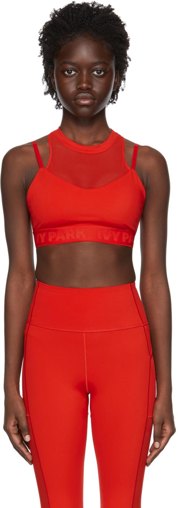 Red Recycled Polyester Sports Bra by ADIDAS X IVY PARK