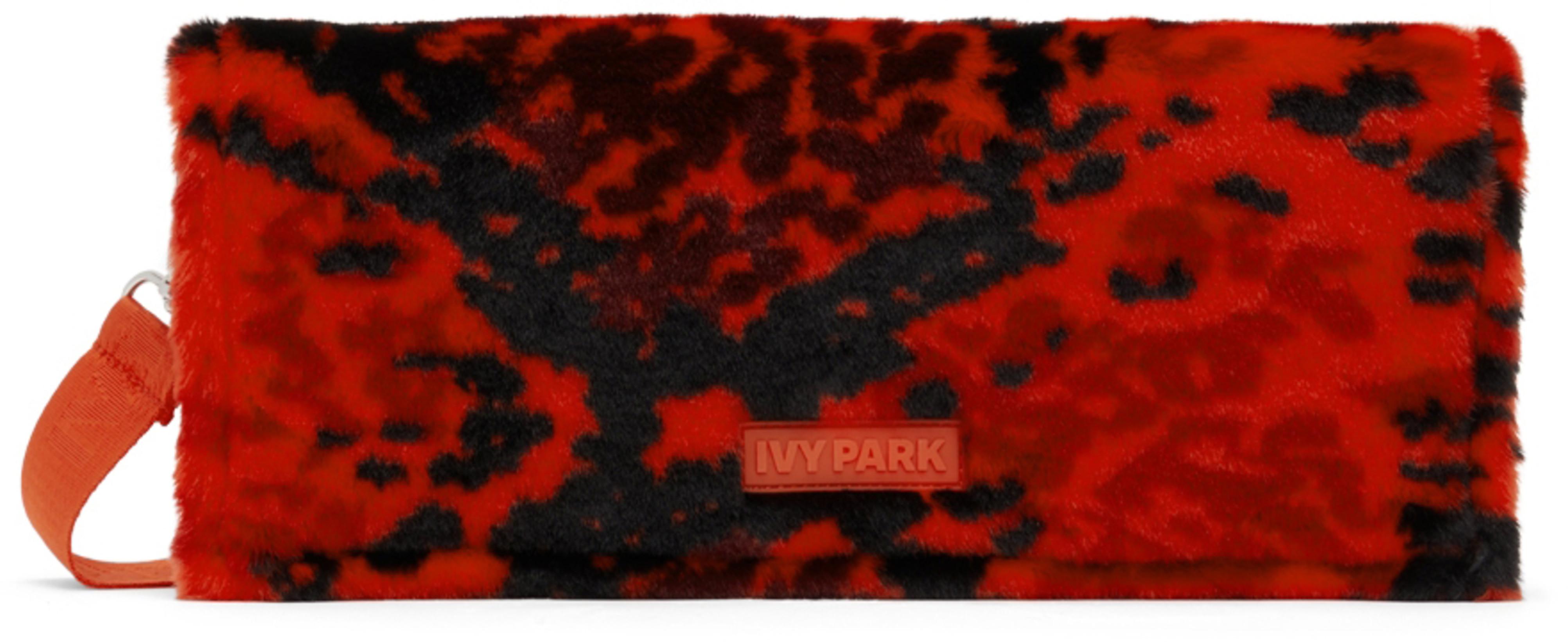 Red & Black Faux-Fur Printed Envelope Clutch by ADIDAS X IVY PARK