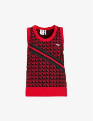 Brand-embroidered geometric-pattern knitted vest by ADIDAS X WALES BONNER
