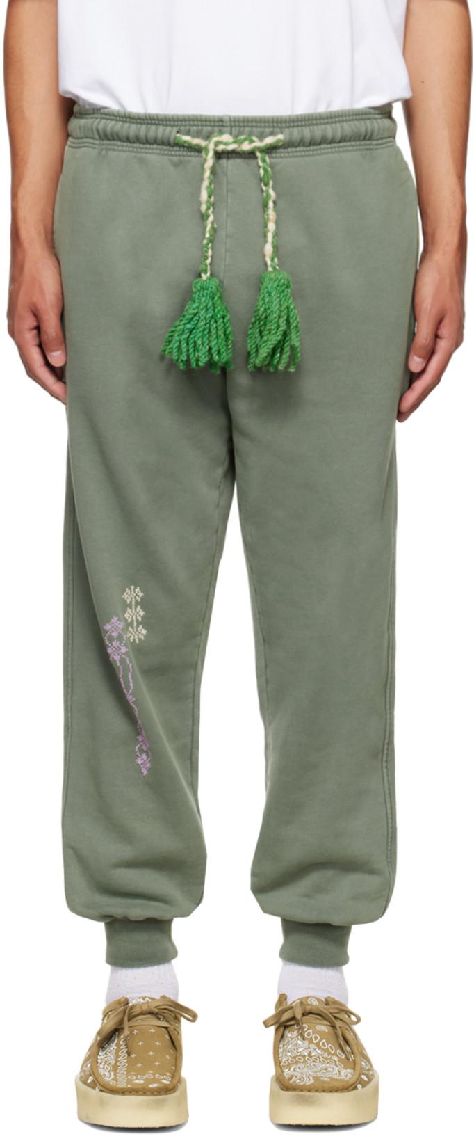 Green Garment Dyed Lounge Pants by ADISH