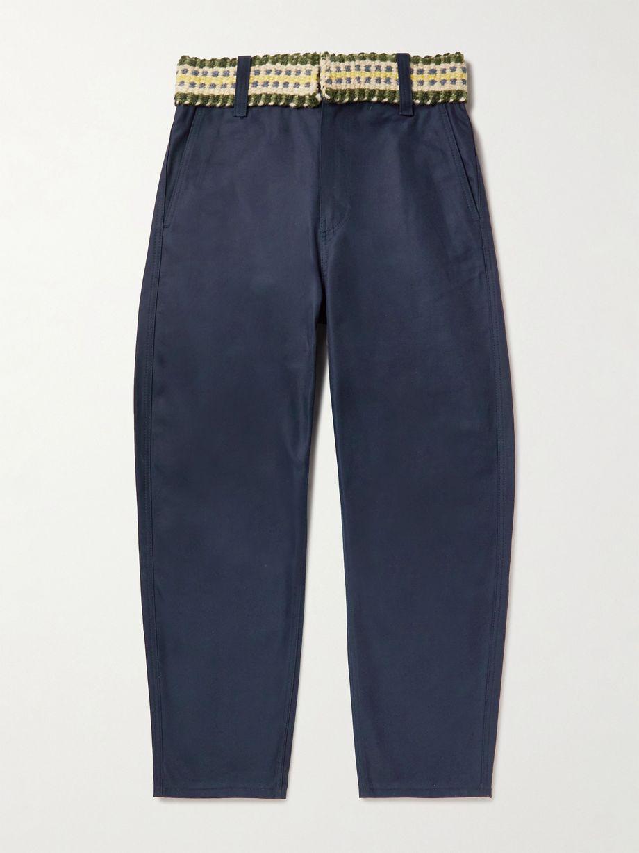 Tapered Wool-Trimmed Cotton-Twill Trousers by ADISH