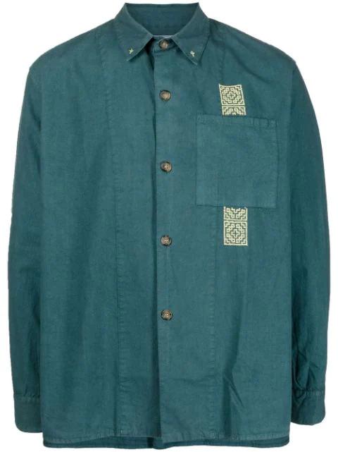 embroidered-design long-sleeve shirt by ADISH