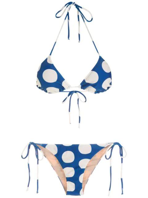 Pois triangle bikini set by ADRIANA DEGREAS
