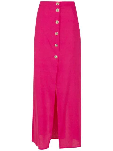 buttoned-up stretch-linen full skirt by ADRIANA DEGREAS