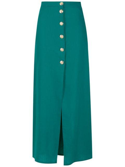 buttoned-up stretch-linen full skirt by ADRIANA DEGREAS