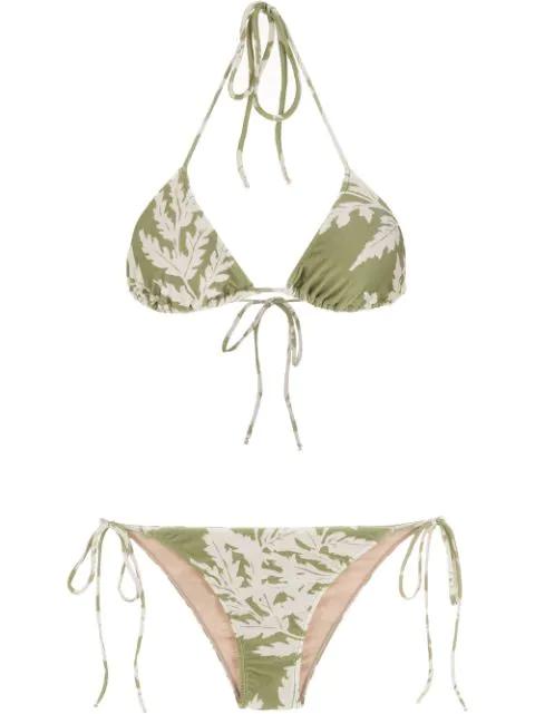 leaf-print bikini set by ADRIANA DEGREAS