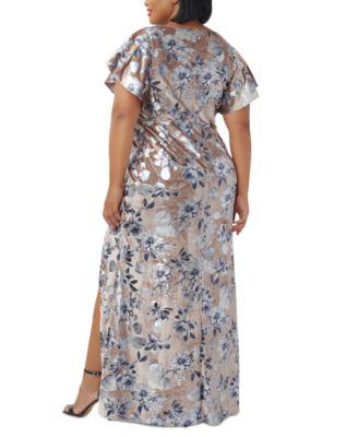 Plus Size Burnout Velvet Floral-Print Gown by ADRIANNA PAPELL