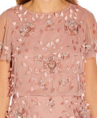 Women's Embellished Flutter-Sleeve Blouson Dress by ADRIANNA PAPELL