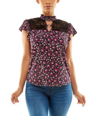 Women's Flutter Sleeve Smocked Neck Top by ADRIENNE VITTADINI