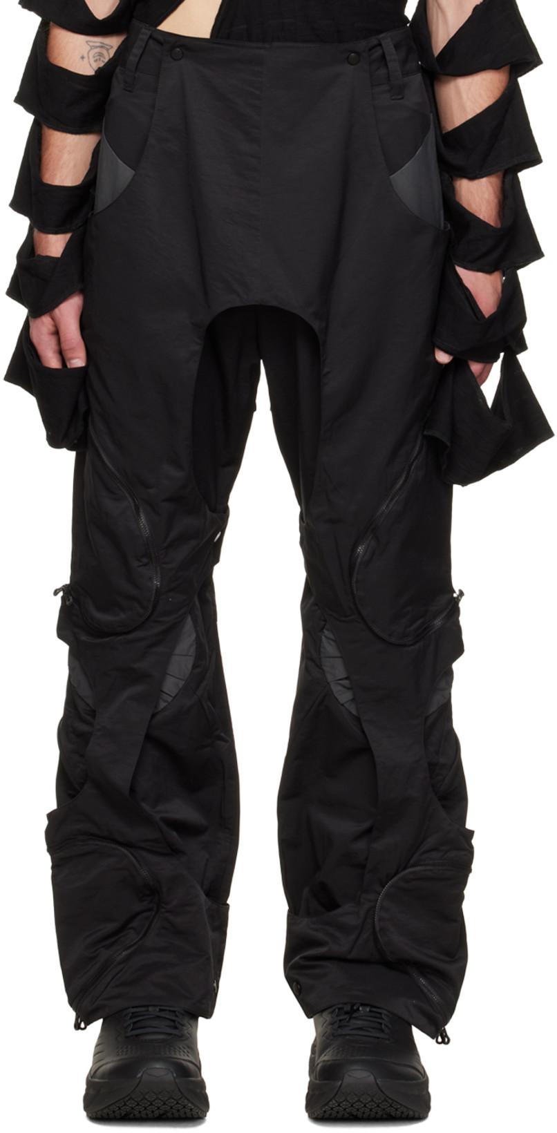 Black Articulated Disintegrable Trousers by AENRMOUS