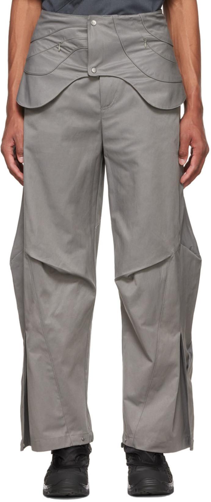 Gray Polyester Trousers by AENRMOUS