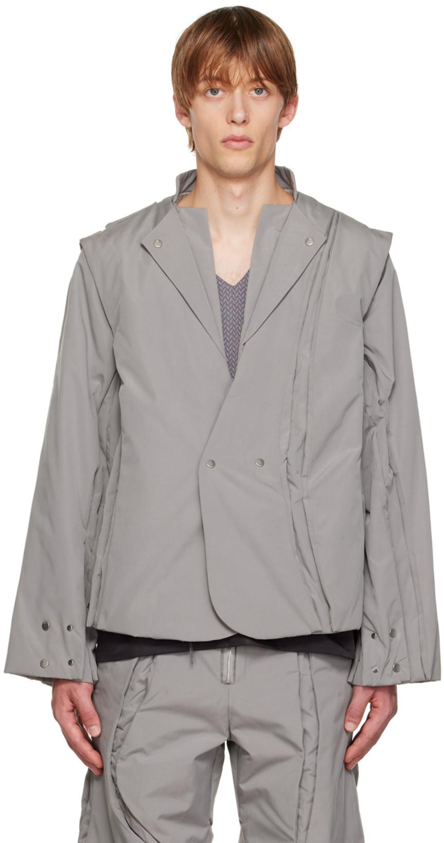 Gray Spin Crevice Blazer by AENRMOUS