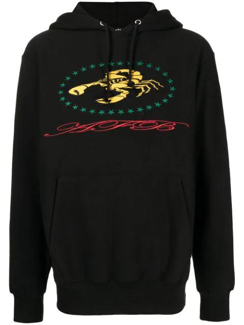 embroidered-scorpion logo hoodie by AFB