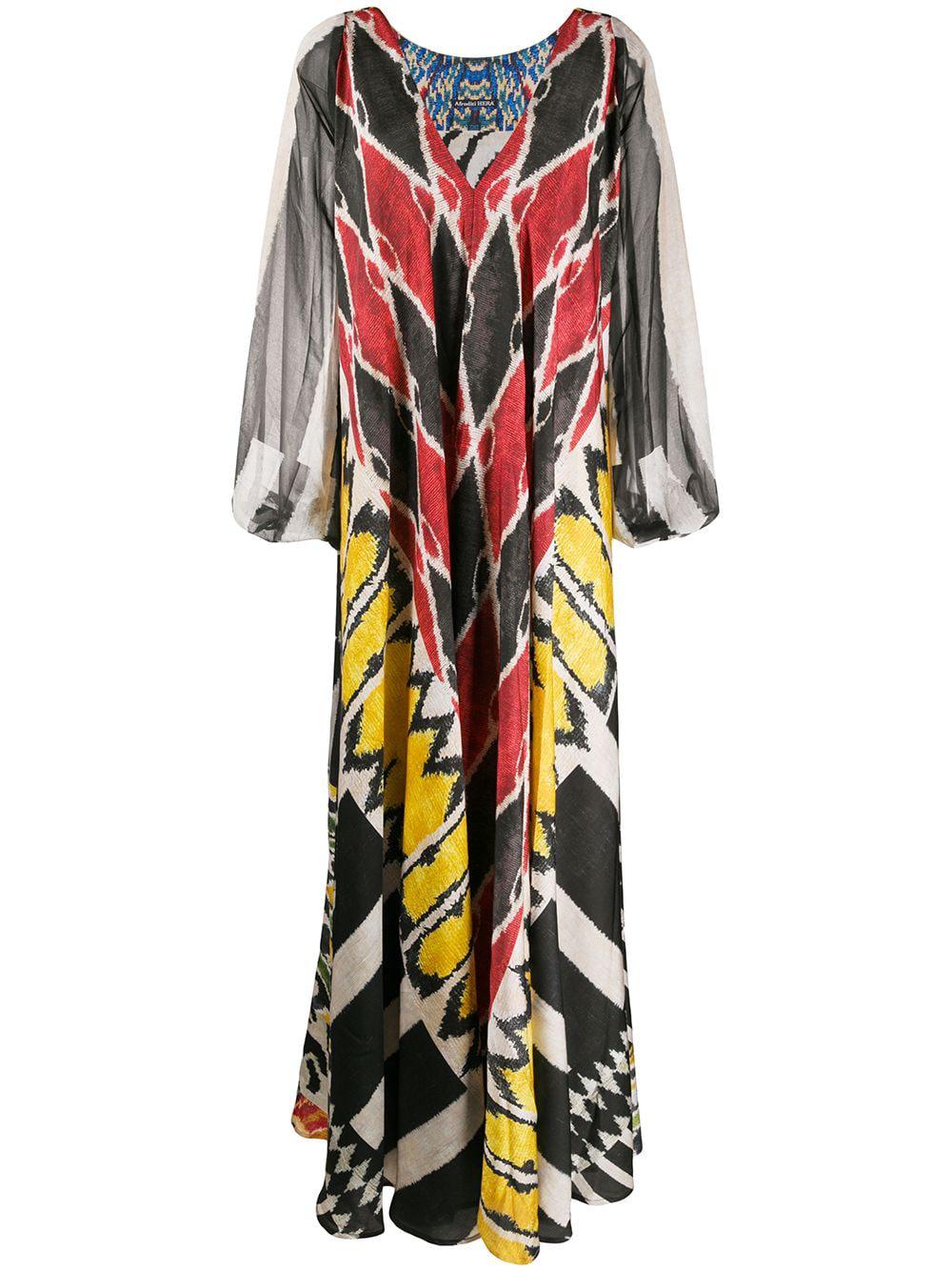 draped multi-pattern maxi dress by AFRODITI HERA