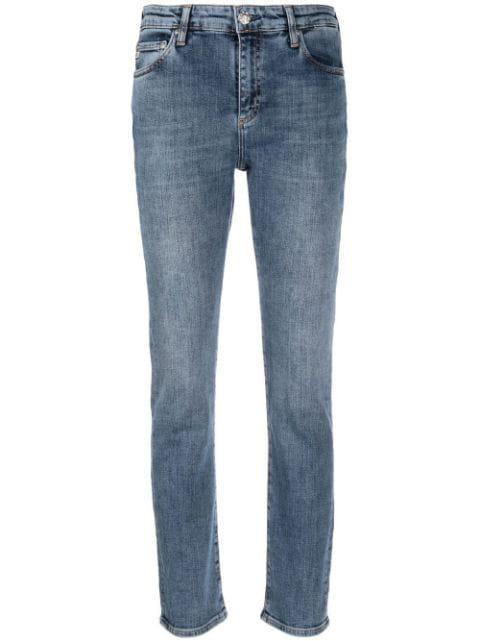 high-rise straight-leg jeans by AG JEANS